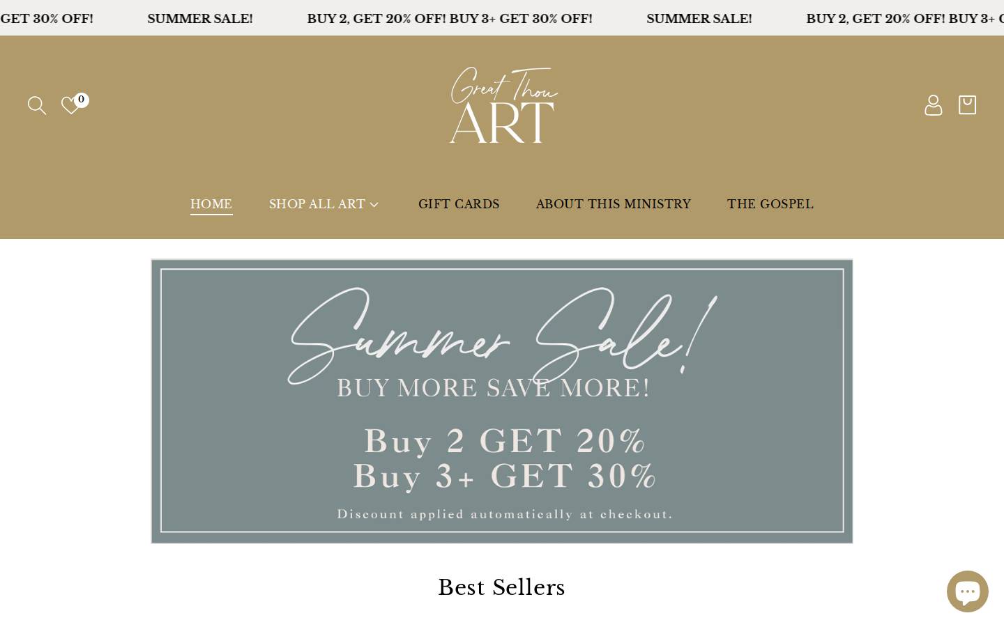 greatthouartprints.com homepage screenshot