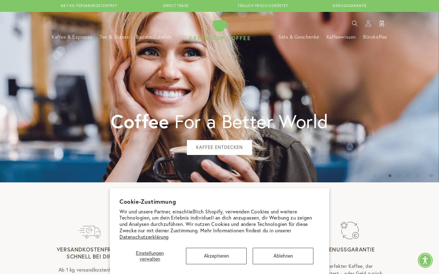 Green Cup-coffee homepage screenshot