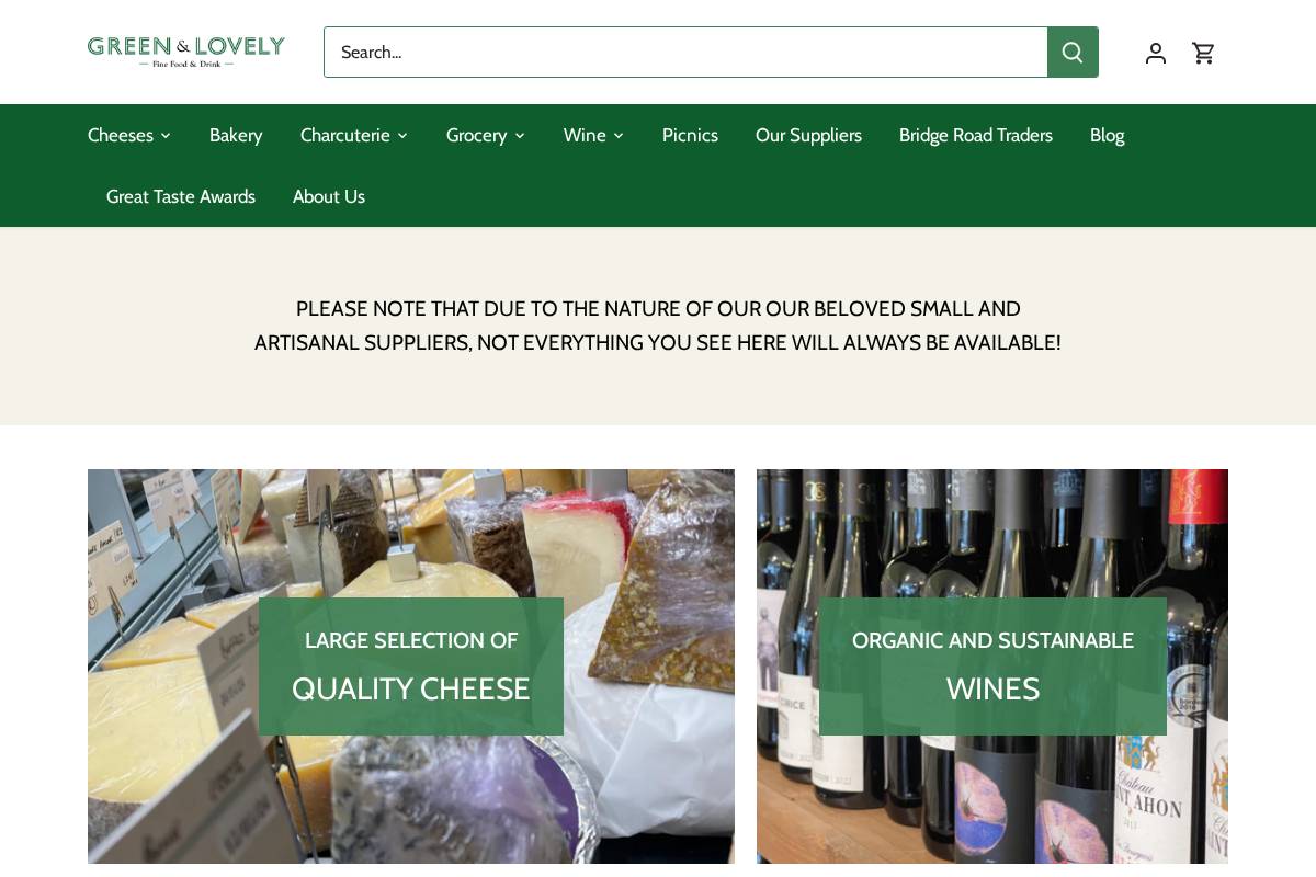 greenandlovely.co.uk homepage screenshot