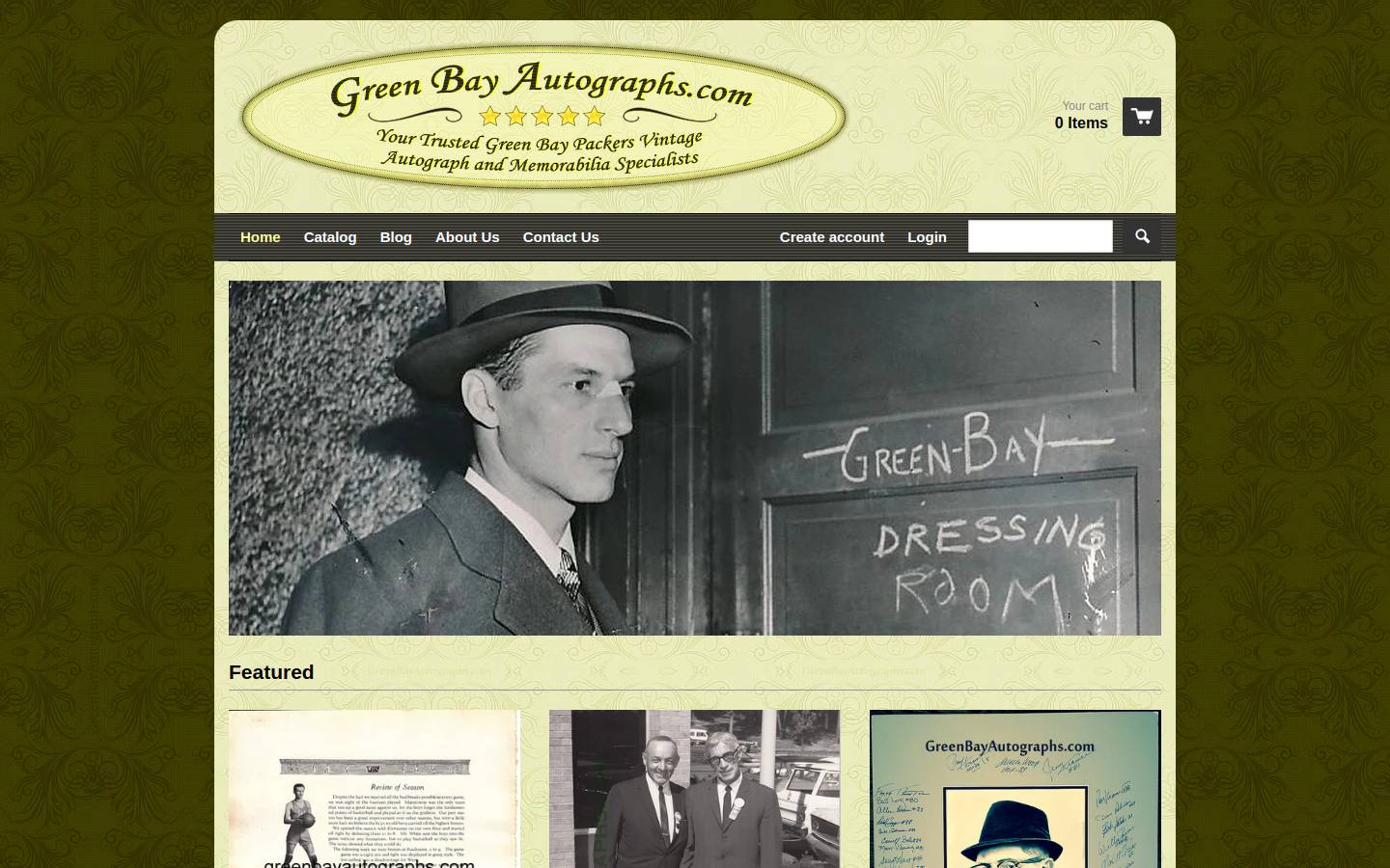 greenbayautographs.com homepage screenshot