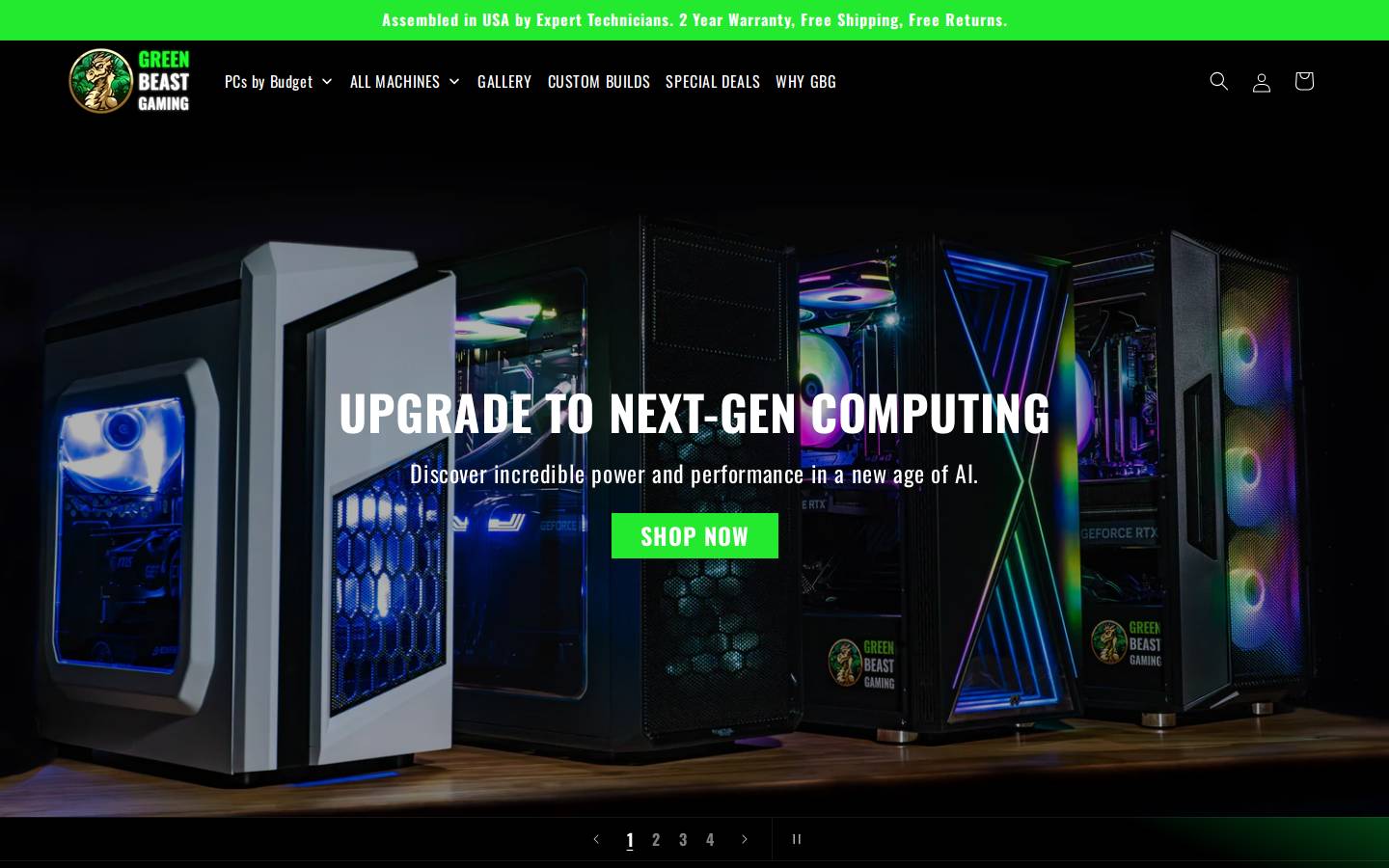 Green Beast Gaming homepage screenshot