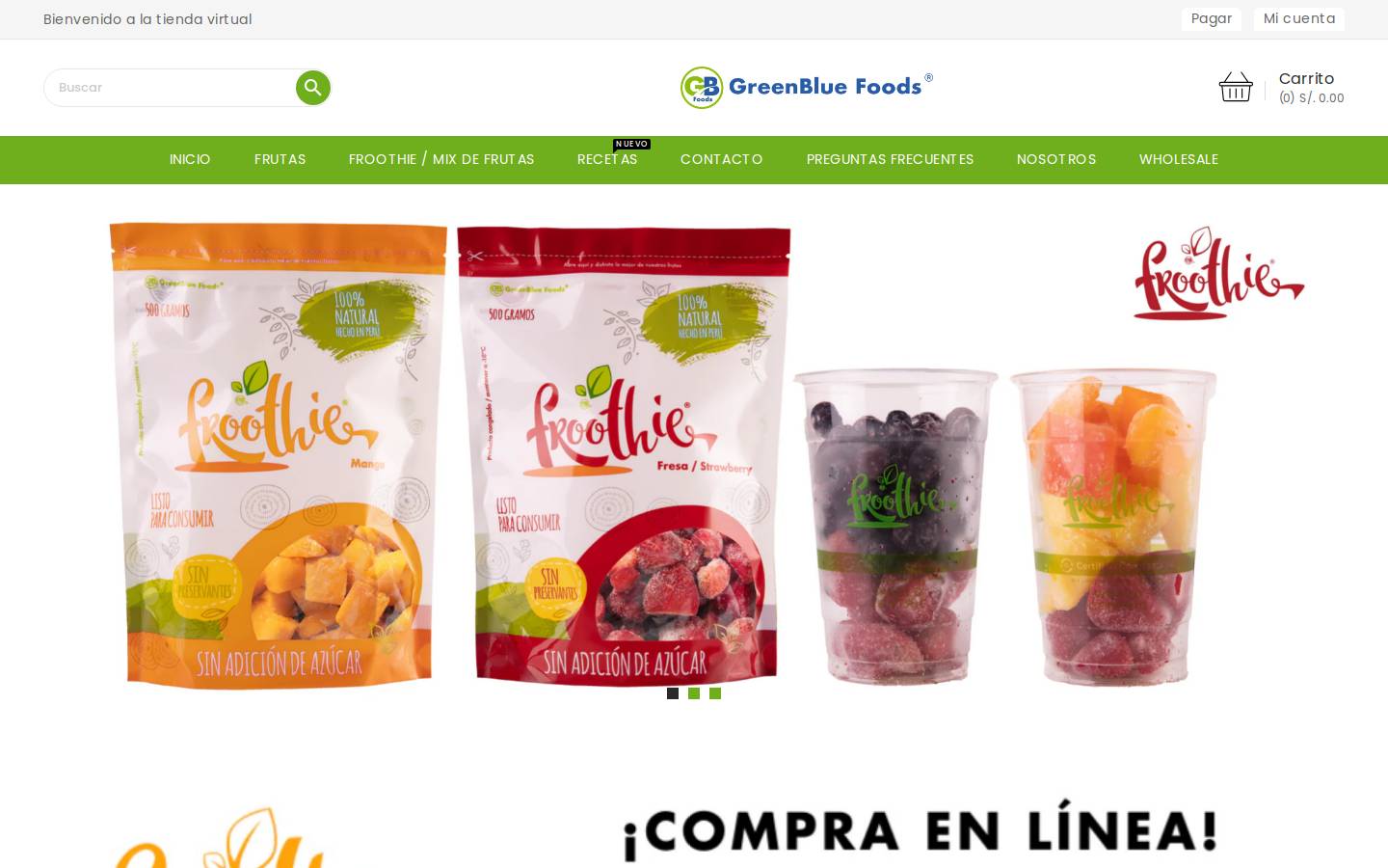 greenbluefoods.com homepage screenshot