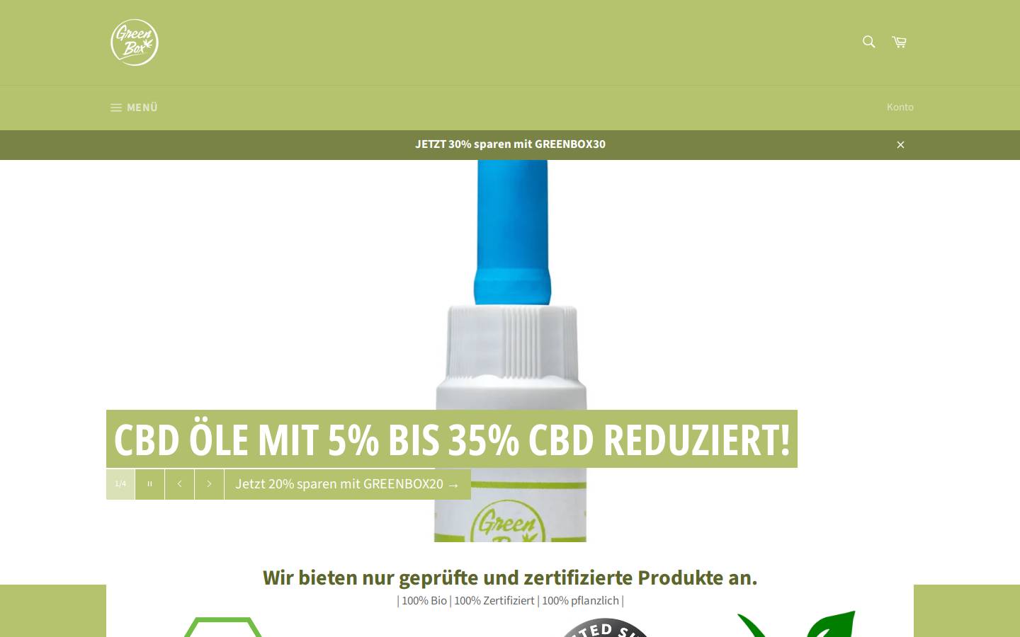 greenboxcbdshop.de homepage screenshot