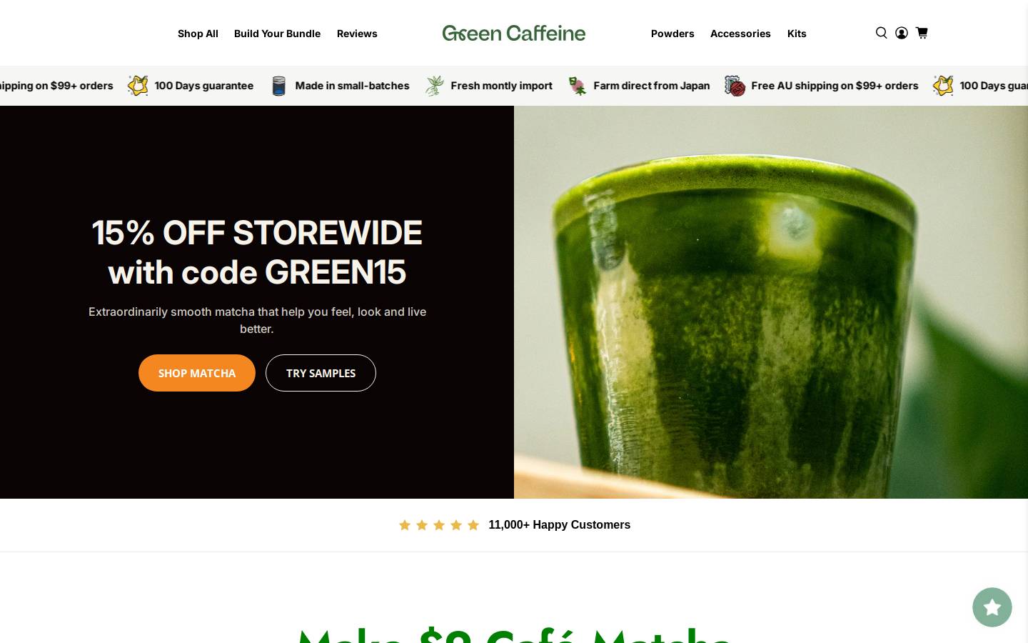 Green Caffeine homepage screenshot