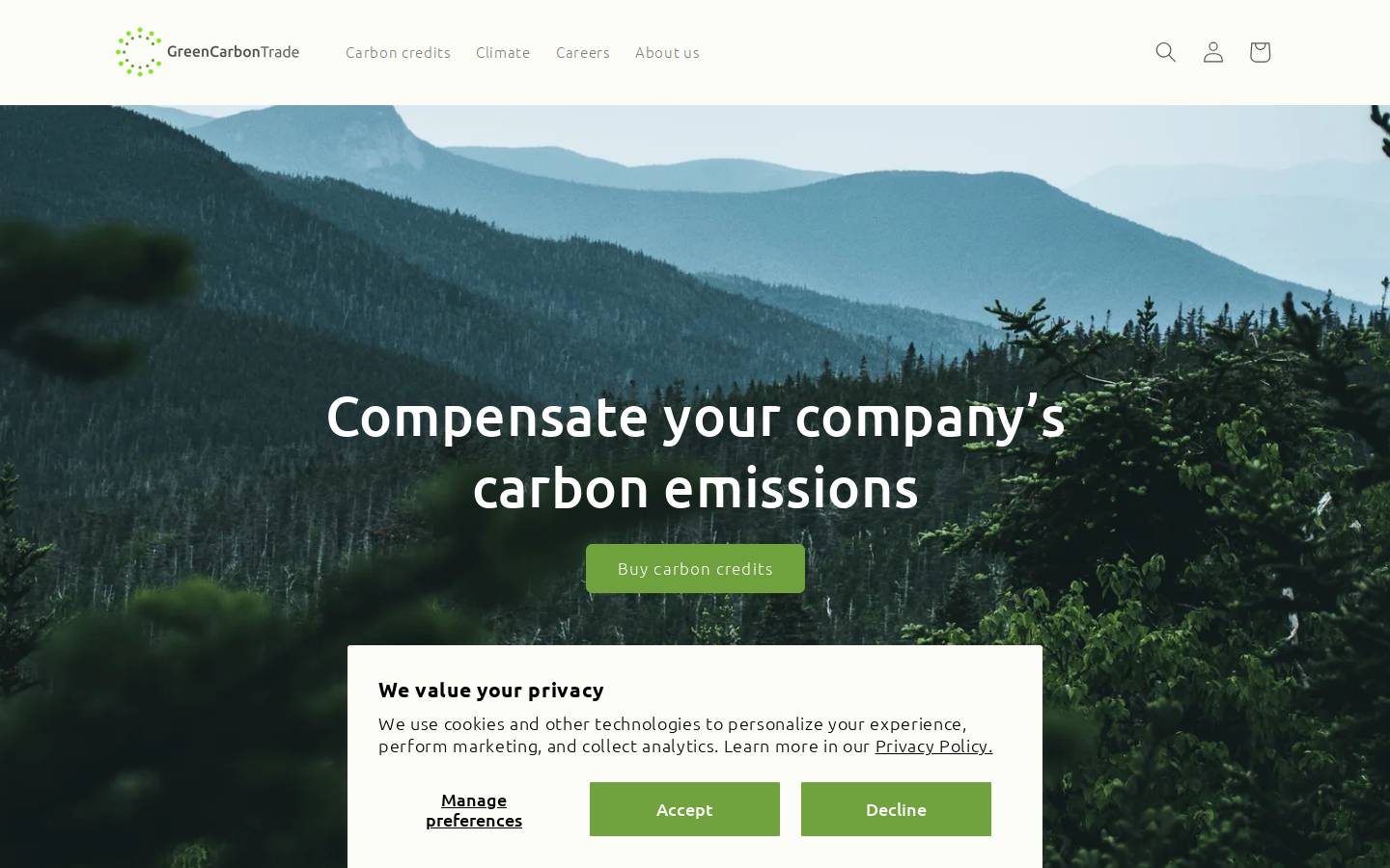 greencarbontrade.com homepage screenshot