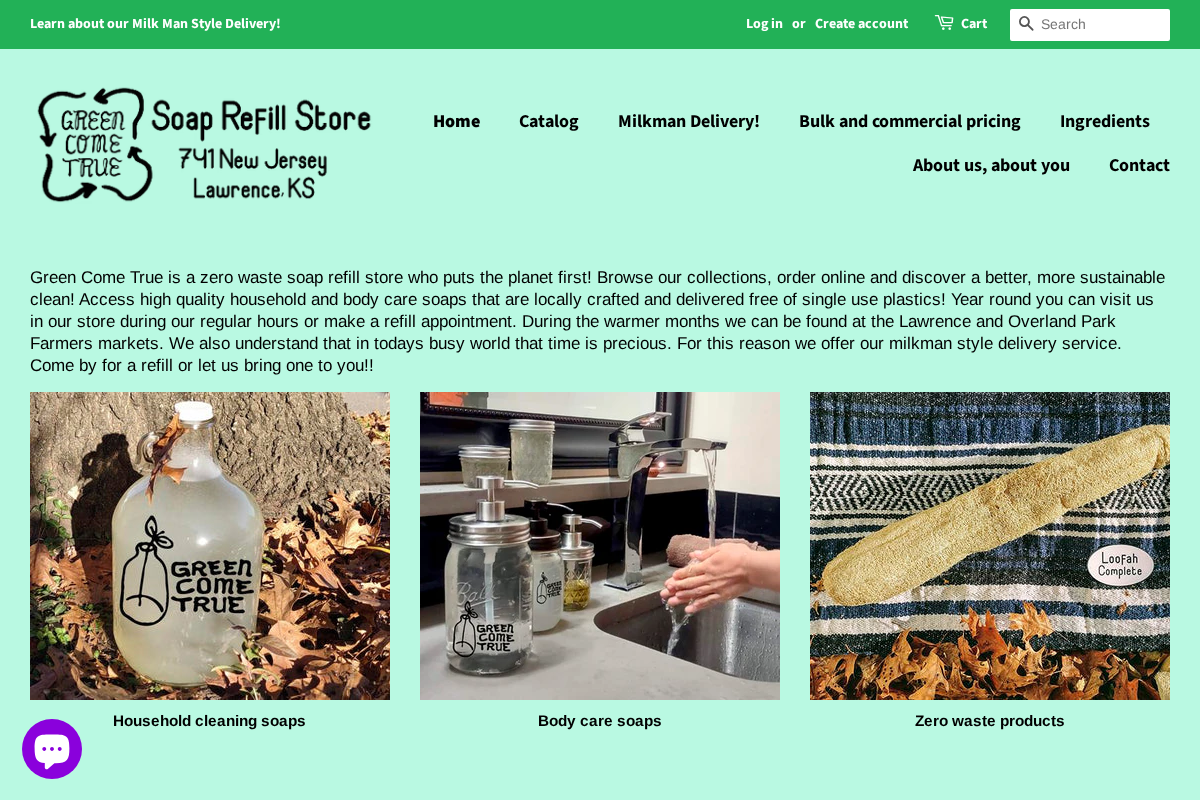 GREENCOMETRUE homepage screenshot