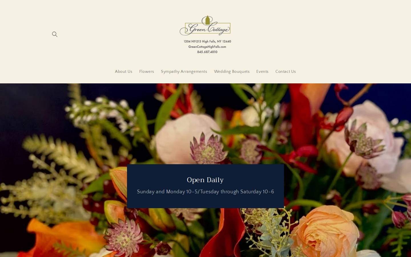 greencottagehighfalls.com homepage screenshot