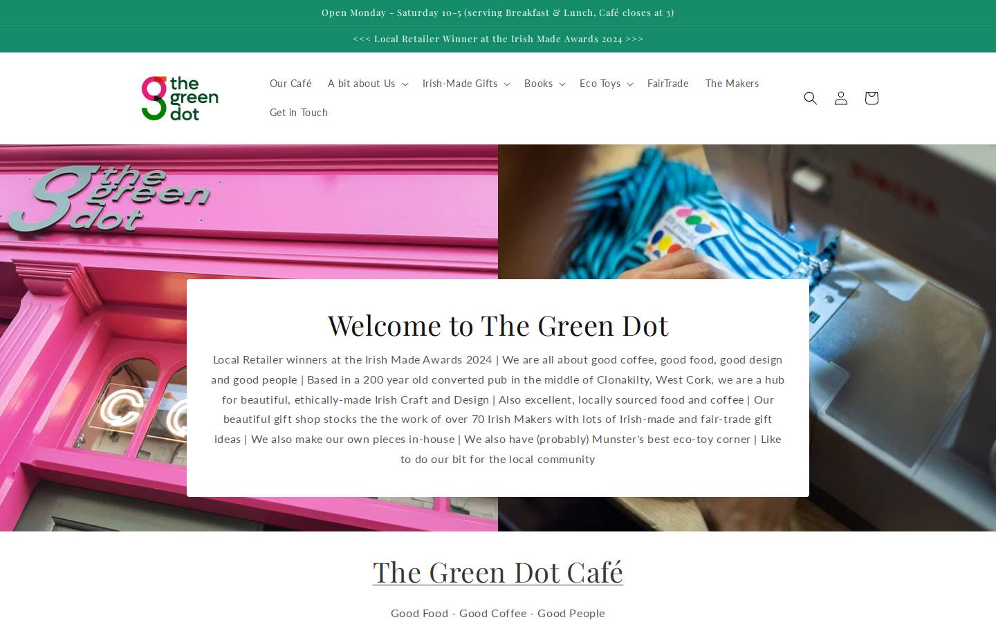 greendotdesignshop.com homepage screenshot