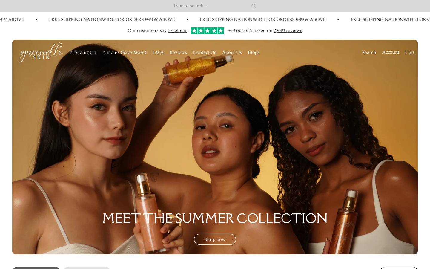 greenelleskin.com homepage screenshot
