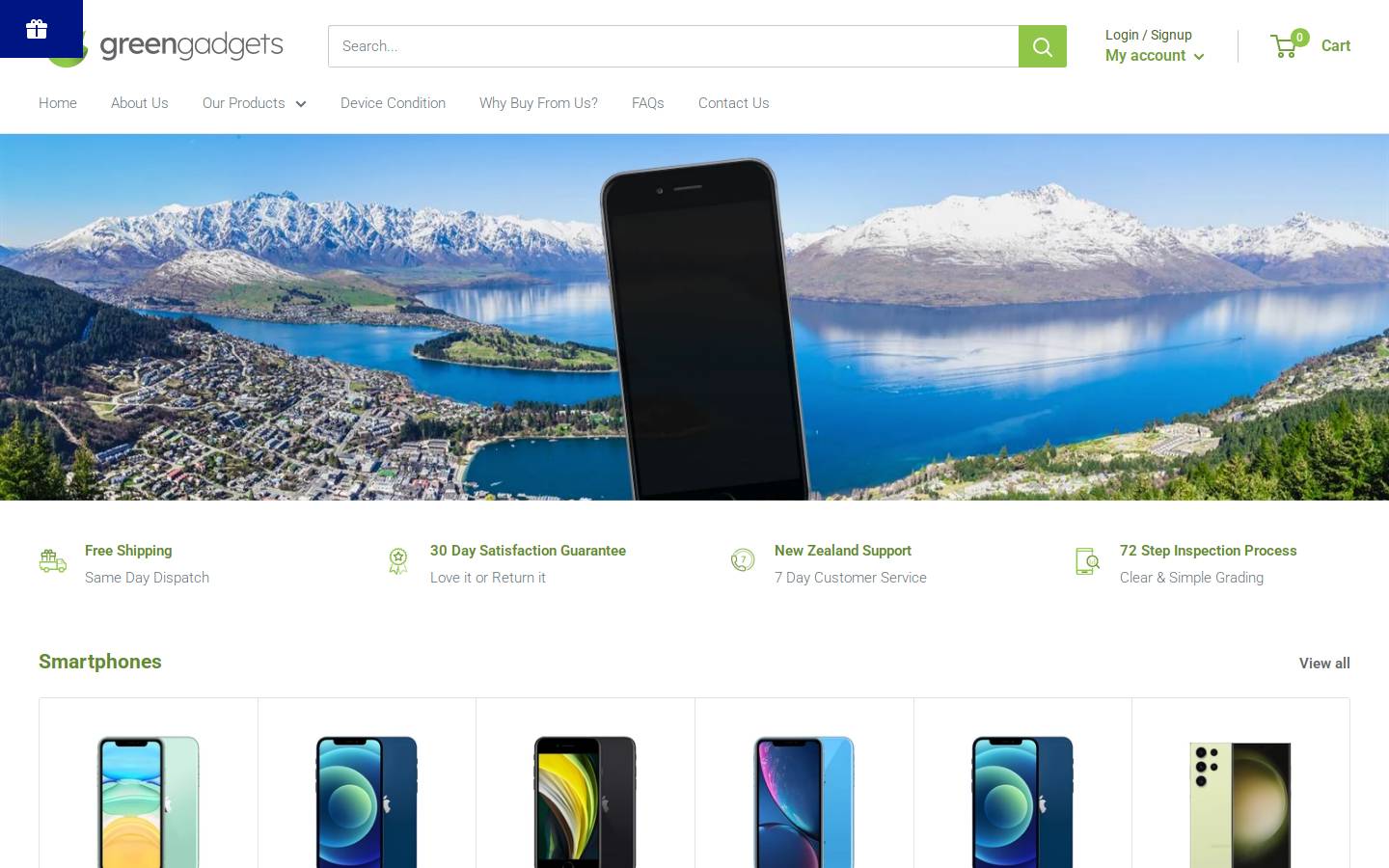 Green Gadgets homepage screenshot