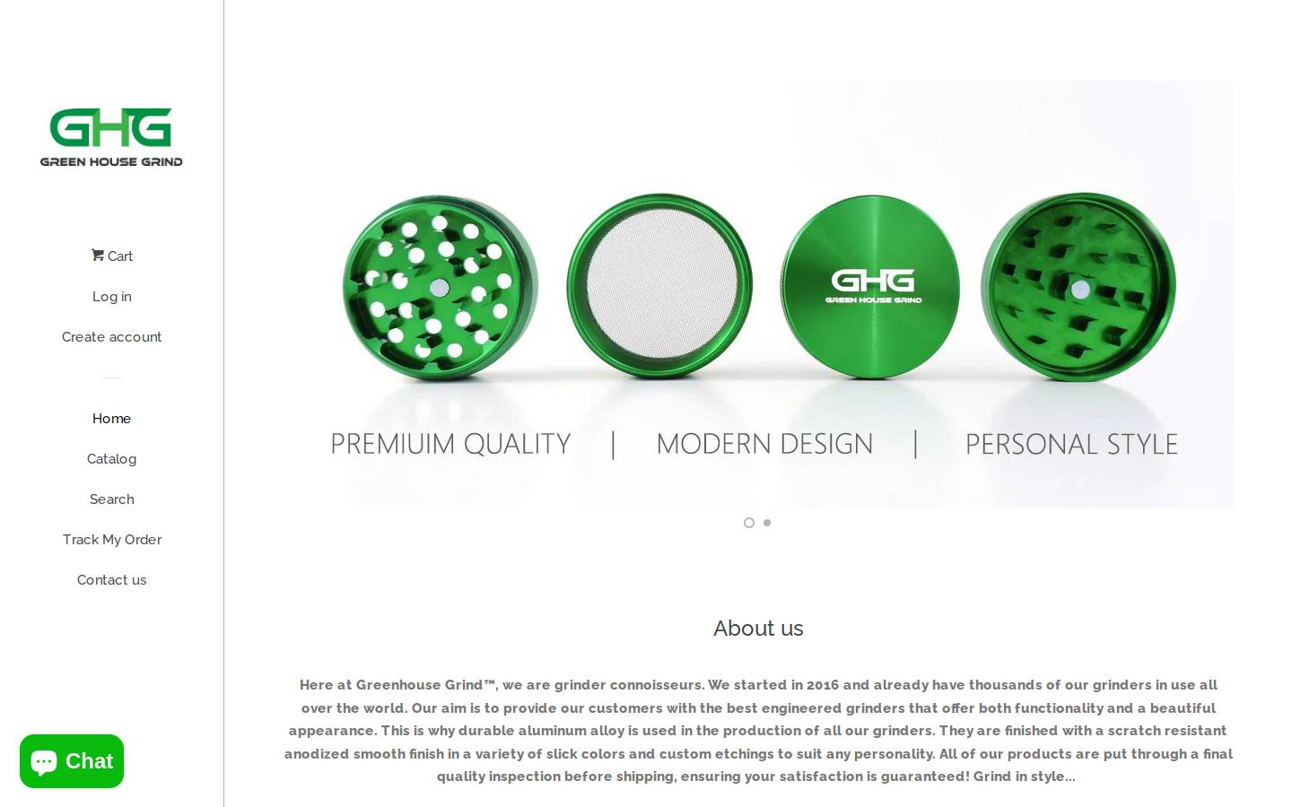 greenhousegrinders.com homepage screenshot