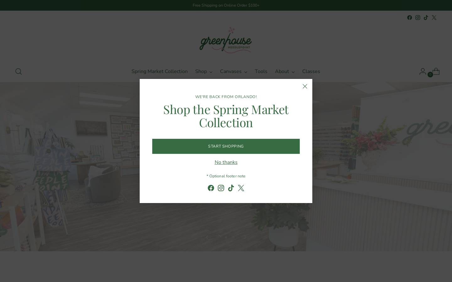 greenhouseneedlepoint.com homepage screenshot