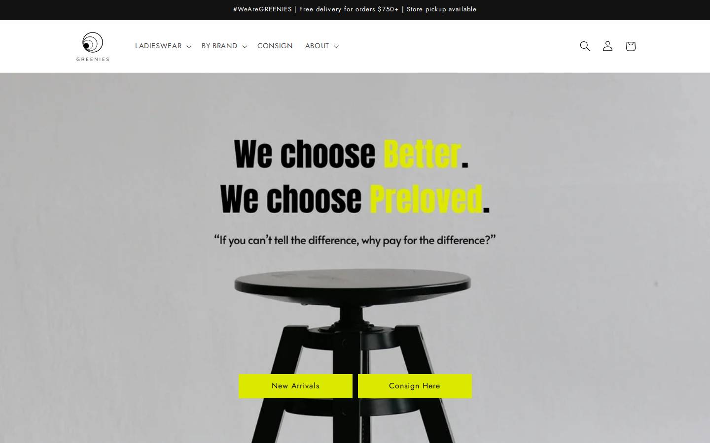 Greenies homepage screenshot