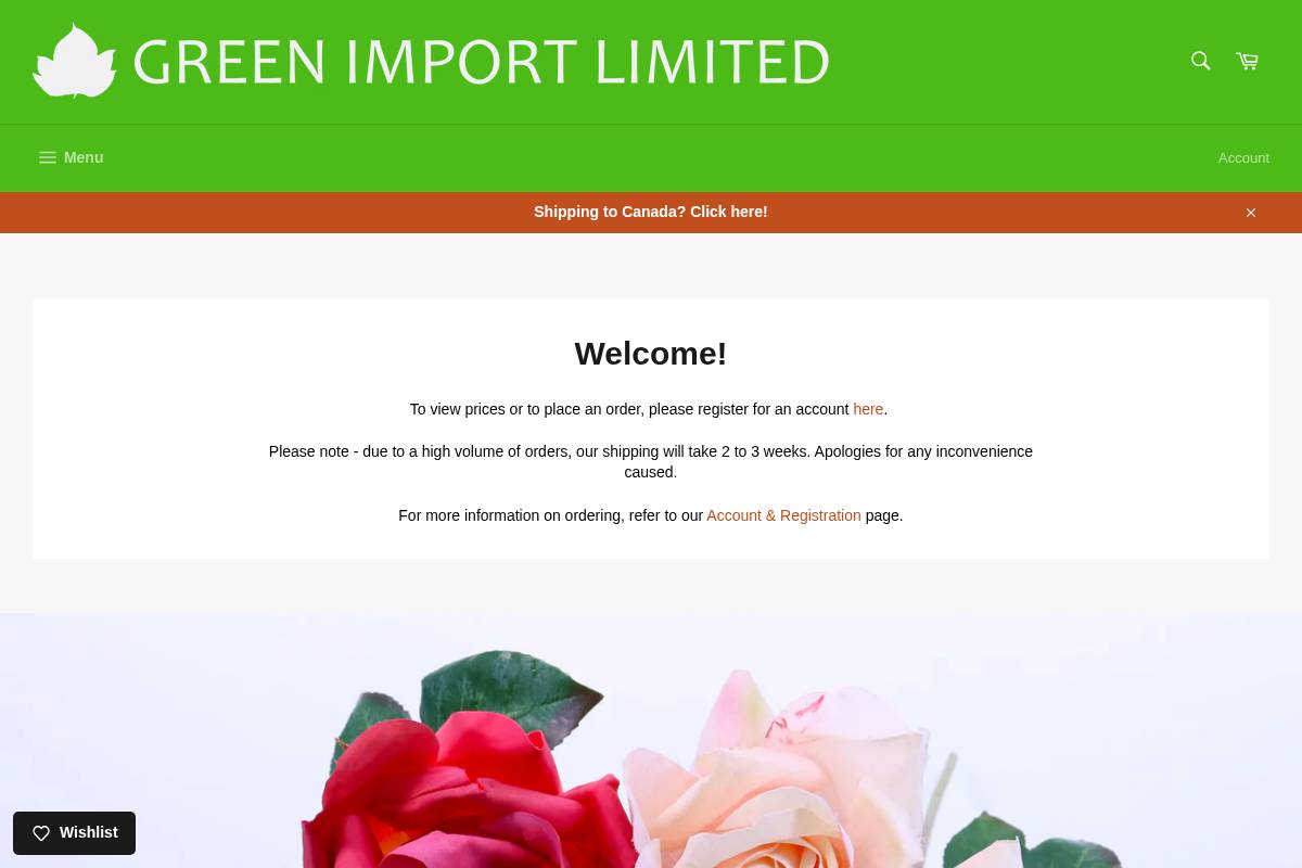 greenimport.net homepage screenshot