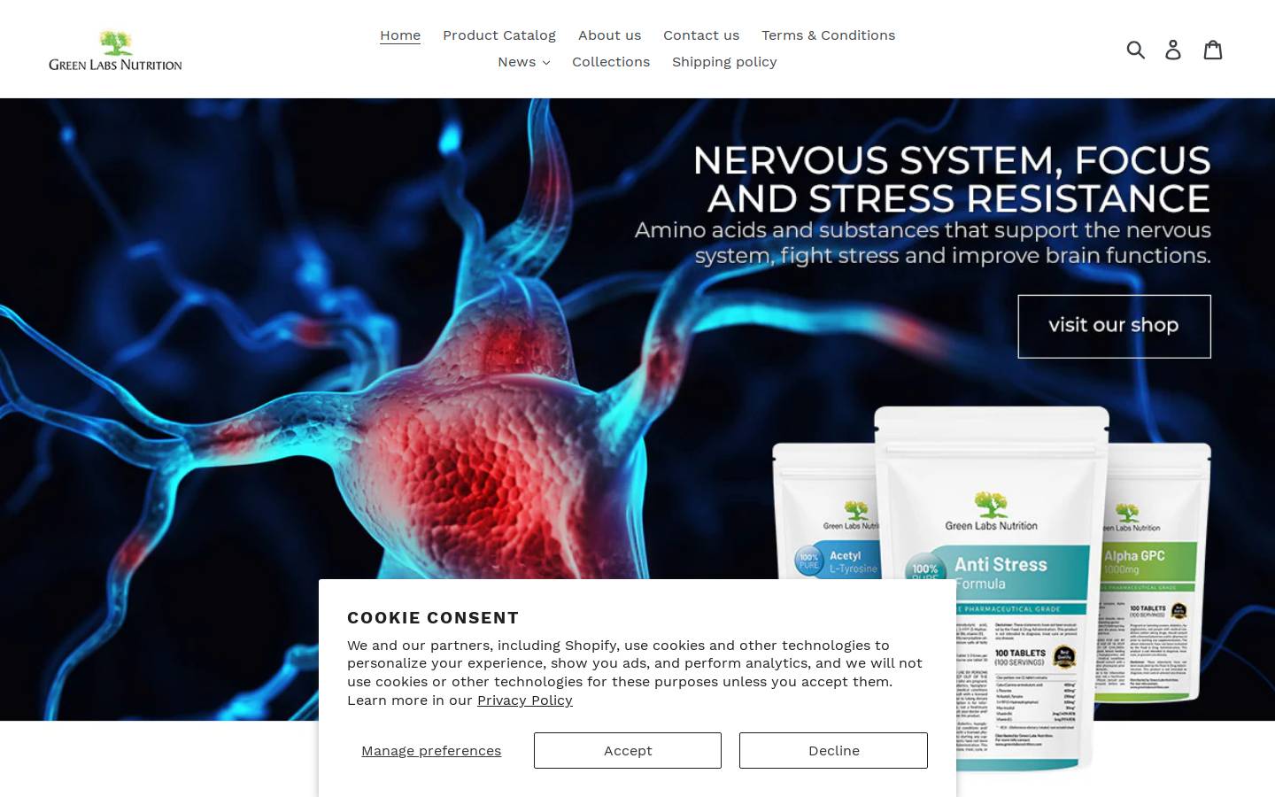 Greenlabsnutrition homepage screenshot
