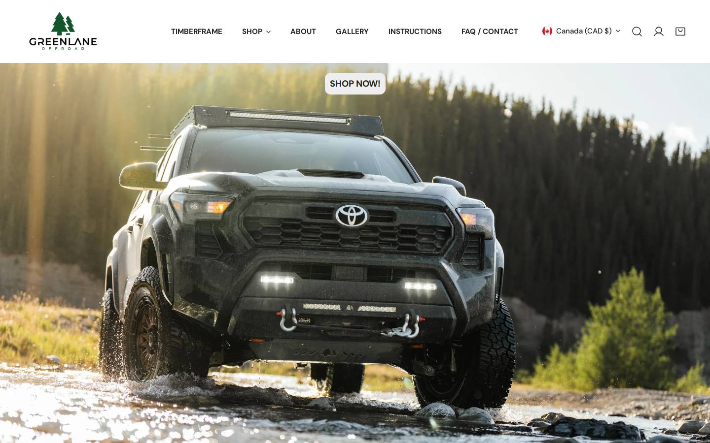 greenlaneoffroad.com homepage screenshot