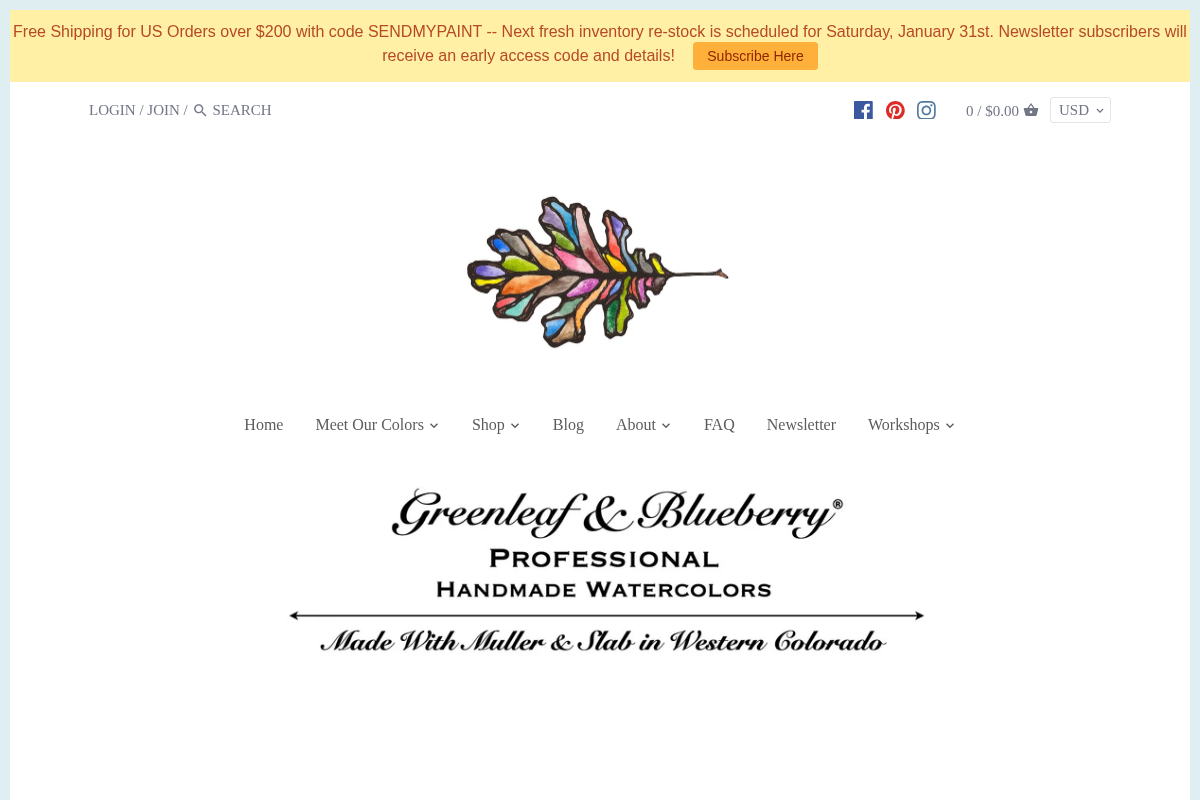 Greenleaf & Blueberry homepage screenshot