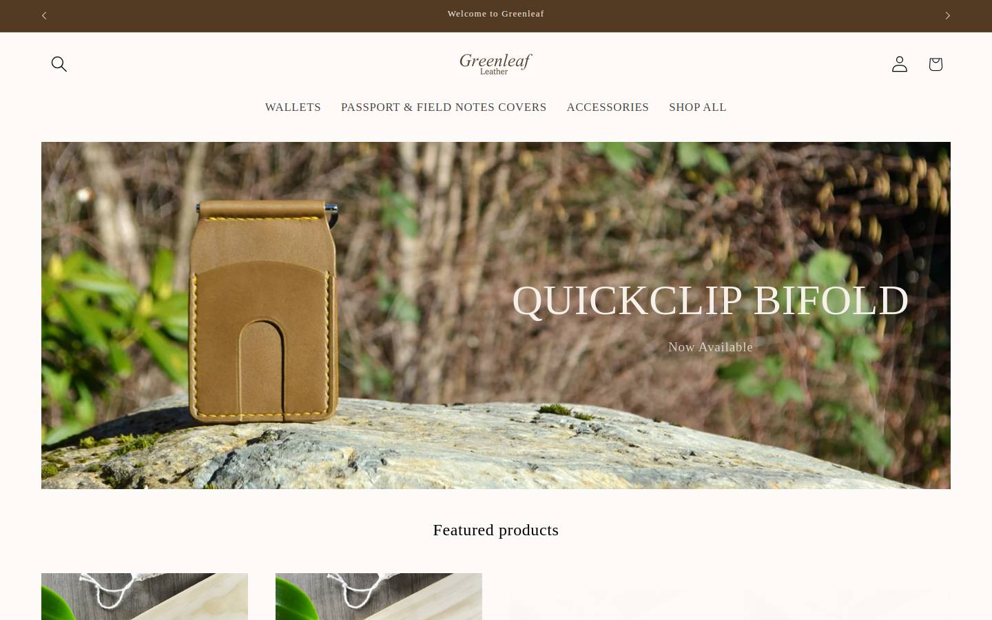 greenleafleather.com homepage screenshot