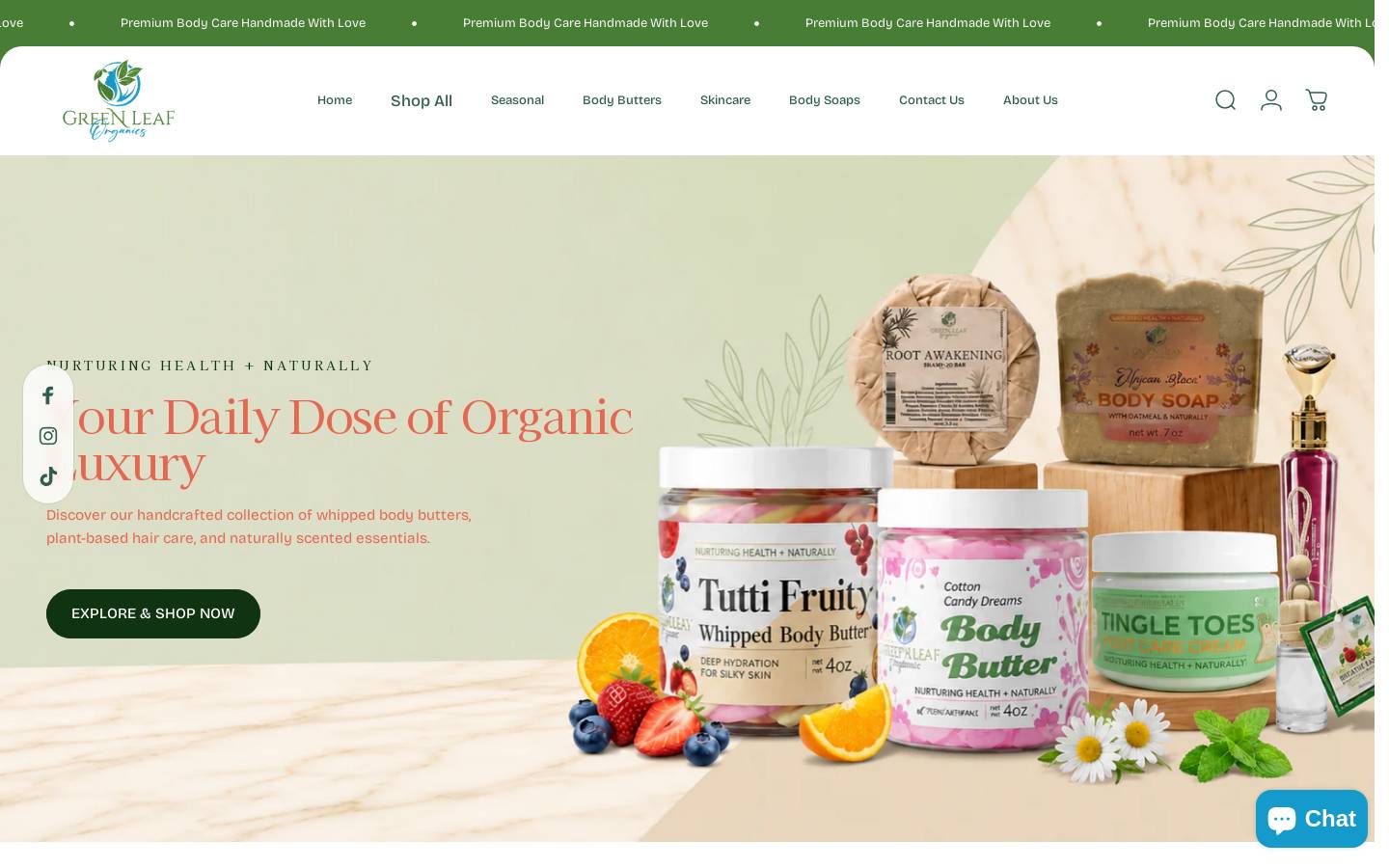 greenleaforganics.com homepage screenshot