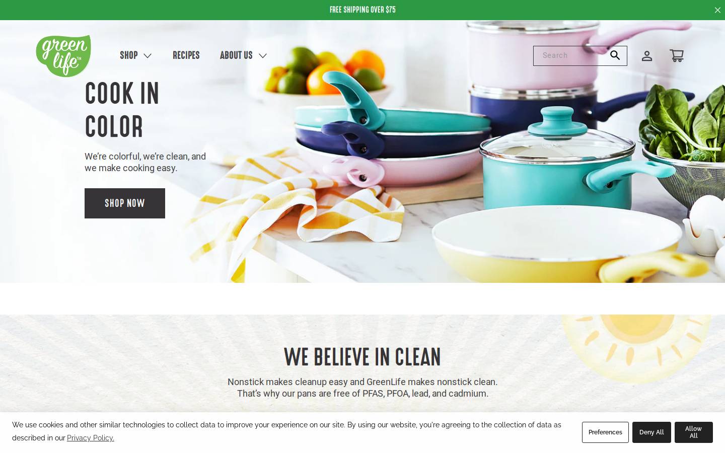Greenlife Cookware homepage screenshot