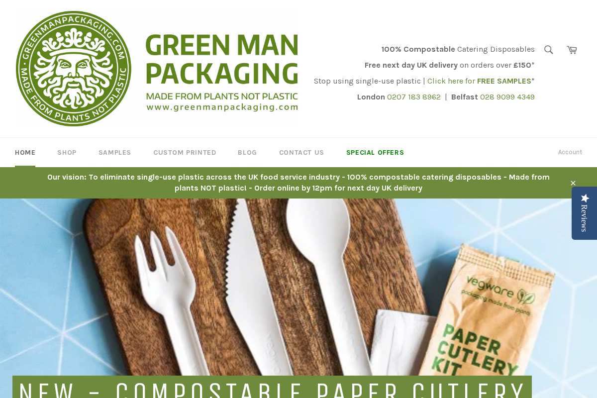 greenmanpackaging.com homepage screenshot