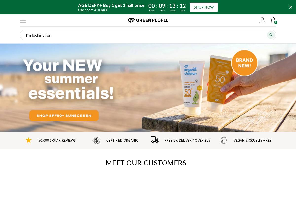 Green People homepage screenshot