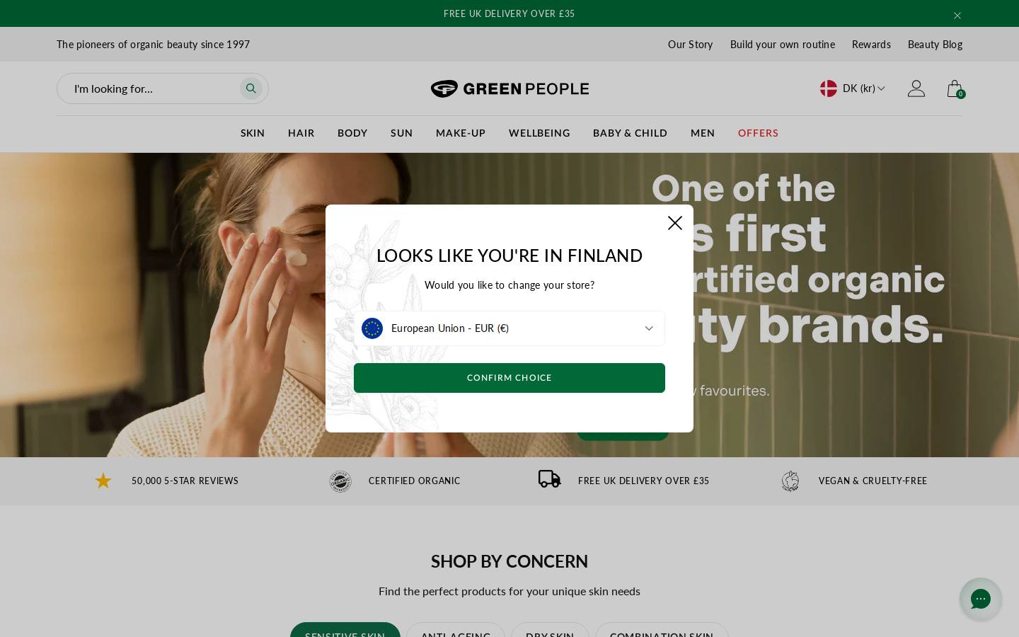 Green People homepage screenshot