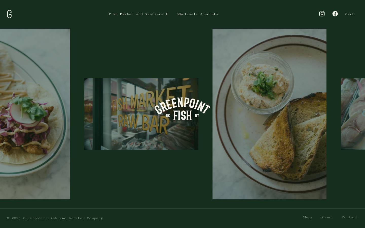 greenpointfishandlobster.com homepage screenshot