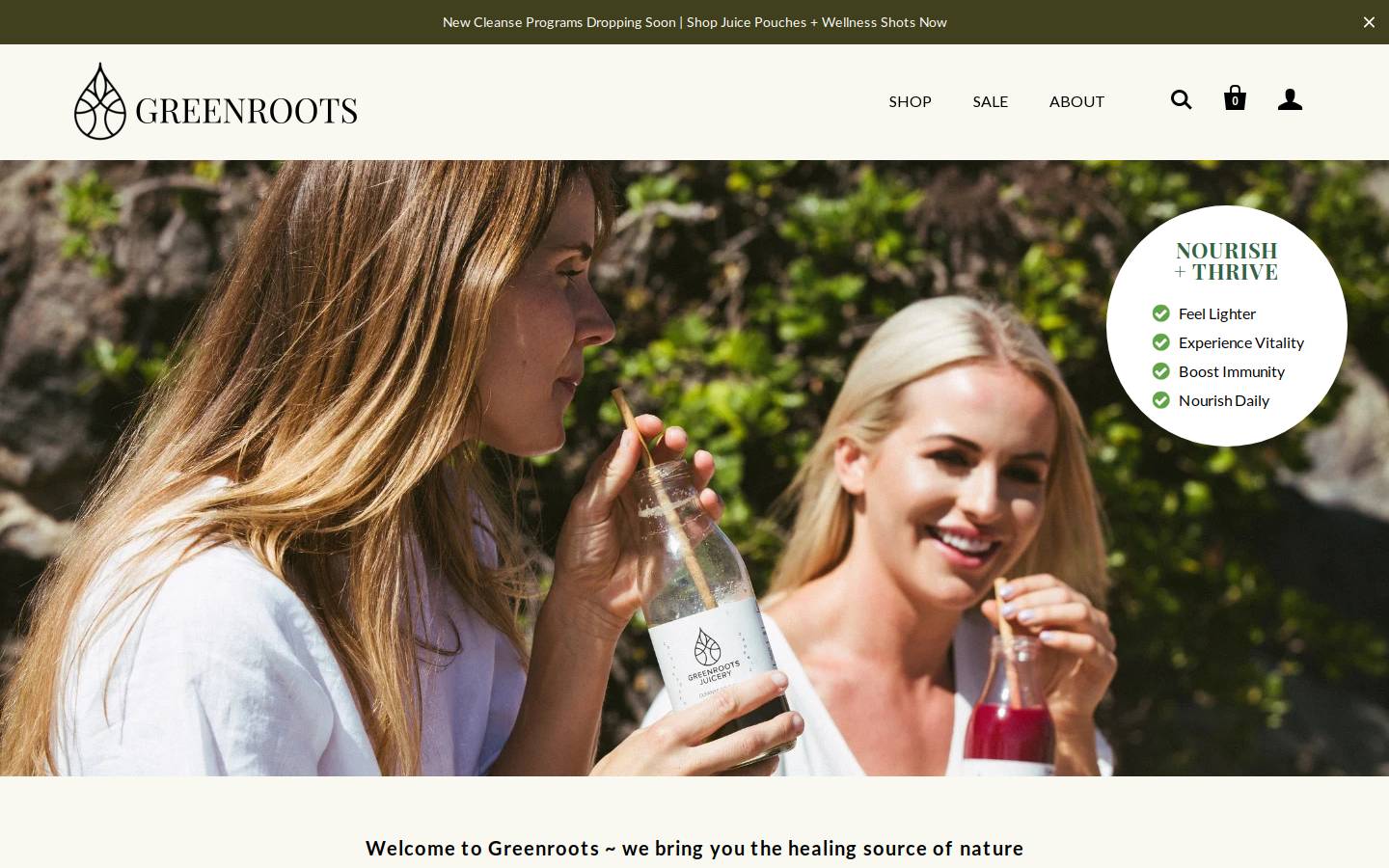 greenrootsorganics.com homepage screenshot