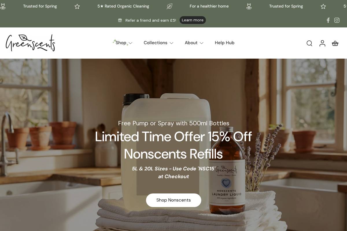 Greenscents homepage screenshot