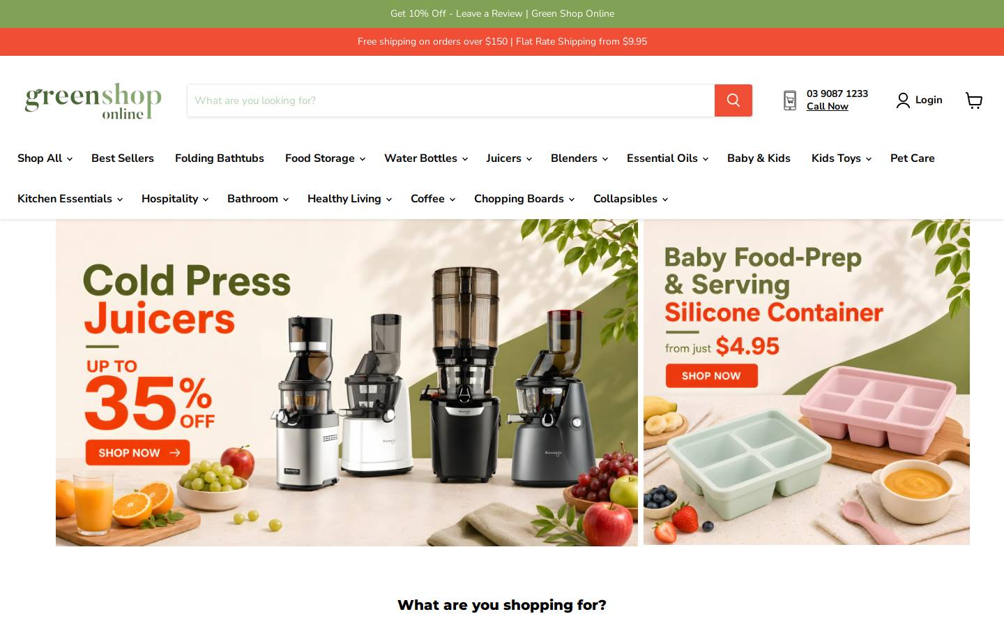 Green Shop Online homepage screenshot