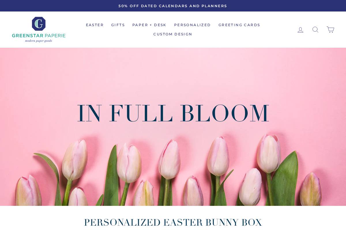 greenstarpaperie.com homepage screenshot