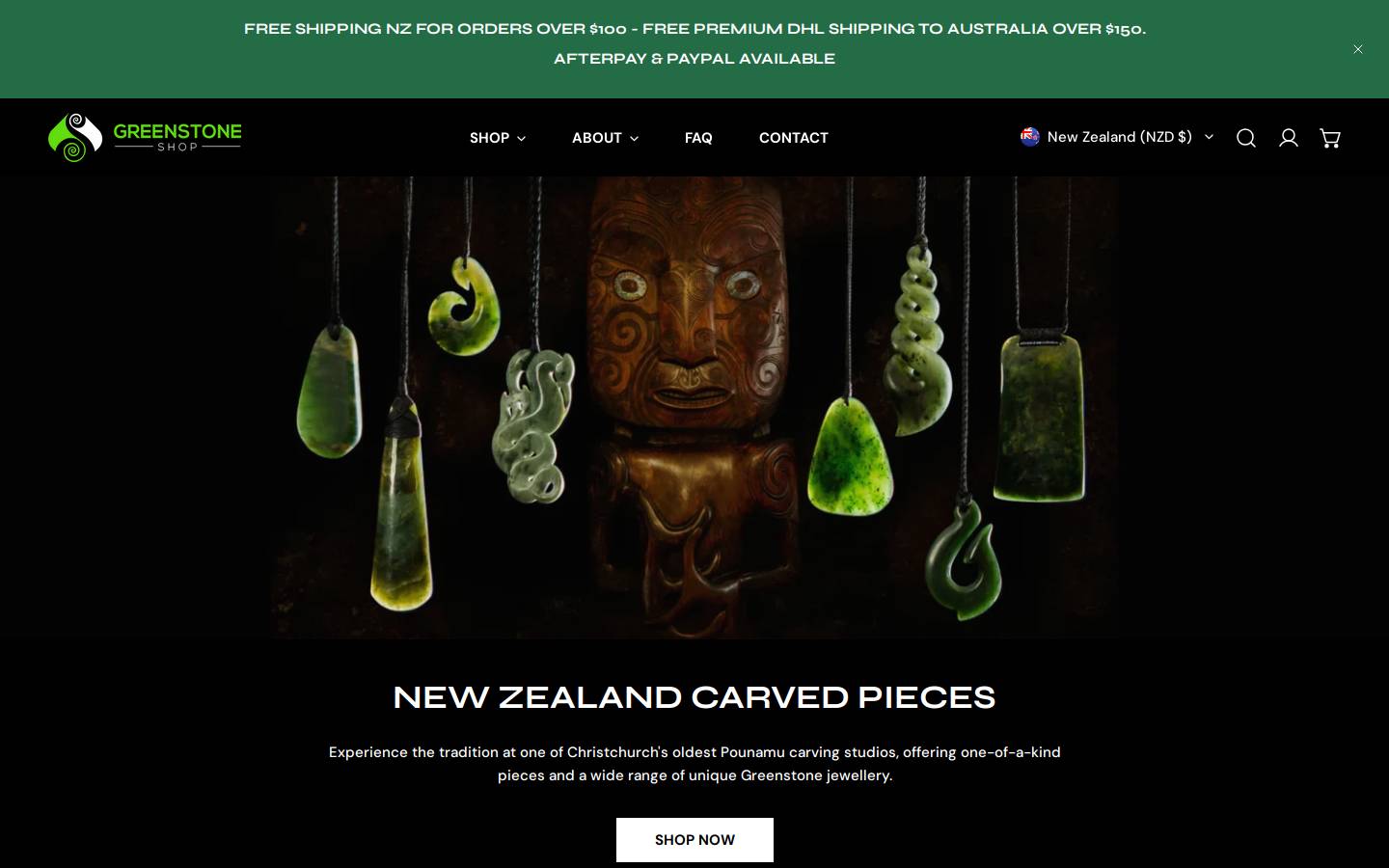 greenstoneshop.co.nz homepage screenshot