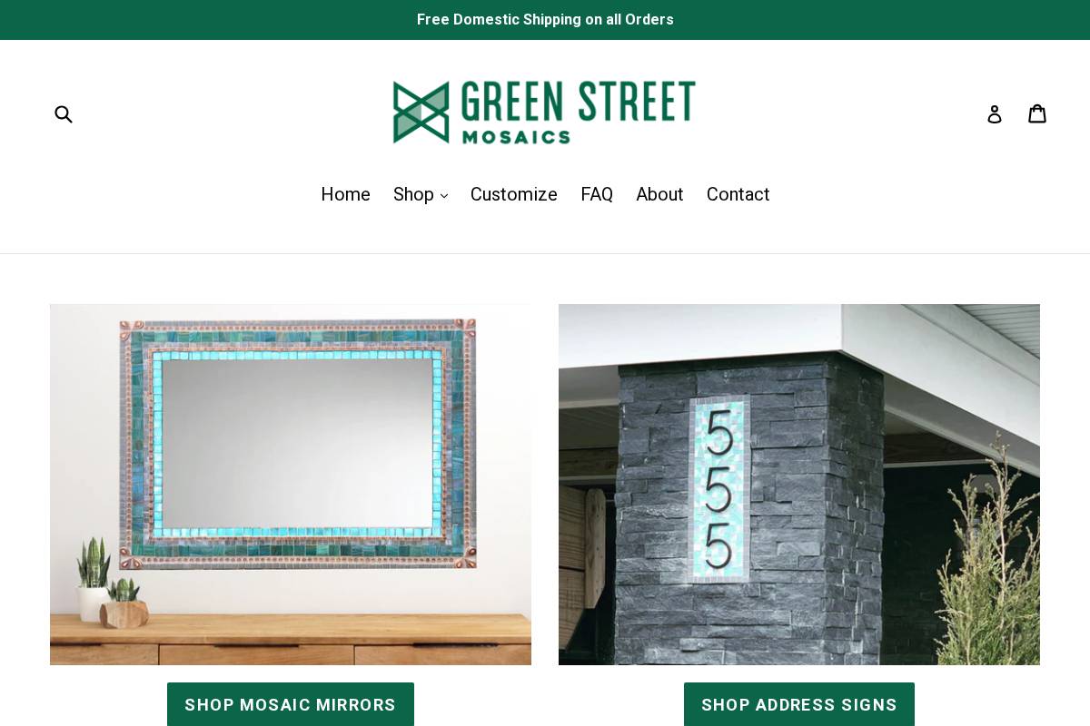 Green Street Mosaics homepage screenshot
