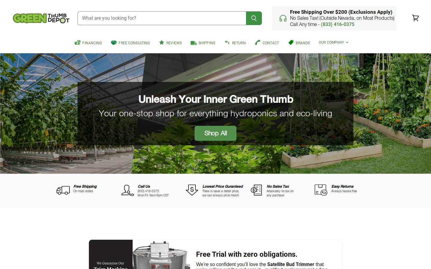 Green Thumb Depot homepage screenshot