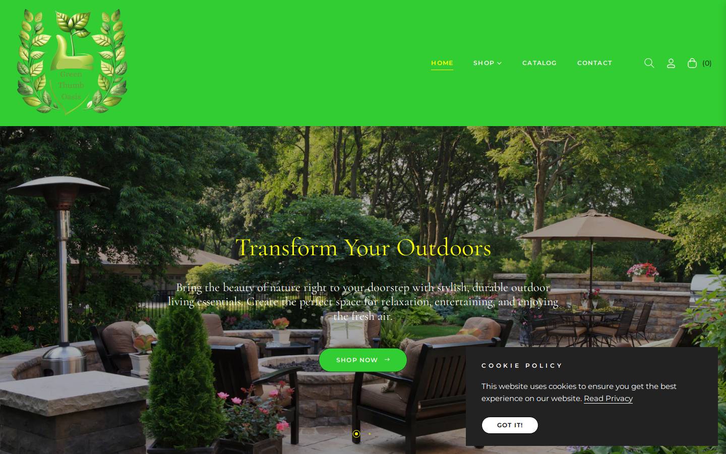 greenthumboasis.com homepage screenshot