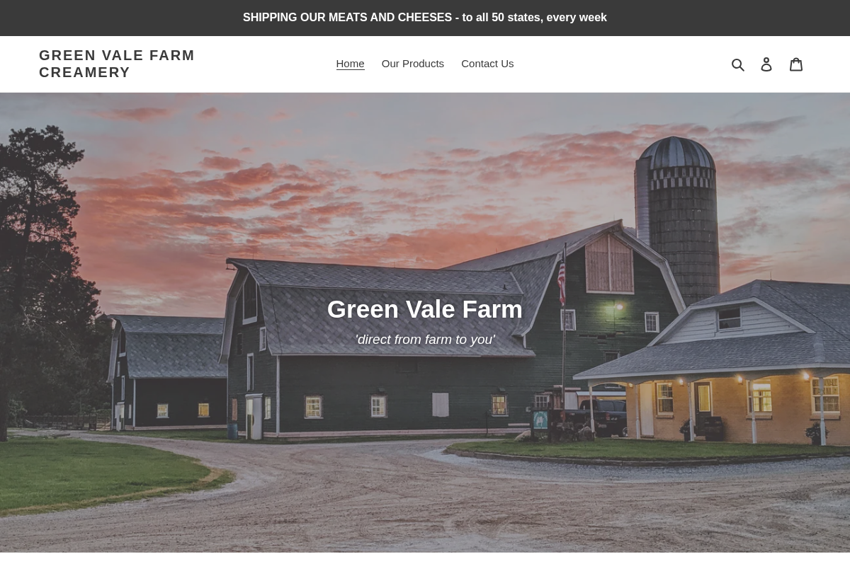 greenvalefarmcreamery.com homepage screenshot