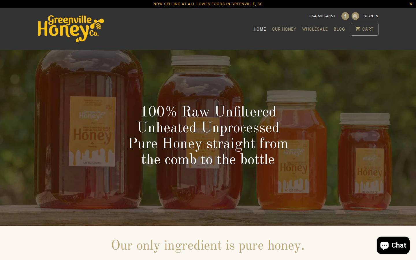 greenvillehoneycompany.com homepage screenshot