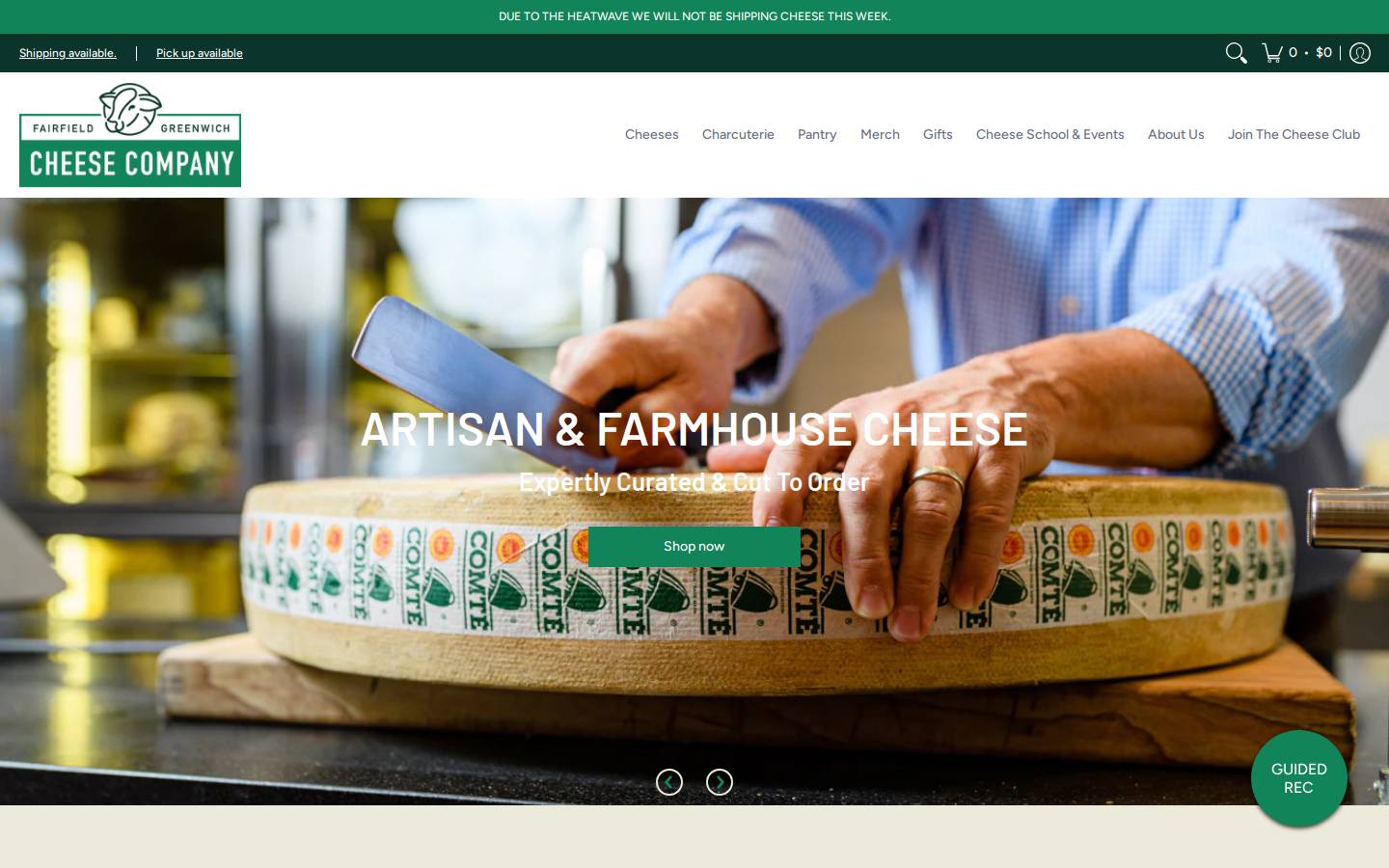 greenwichcheese.com homepage screenshot