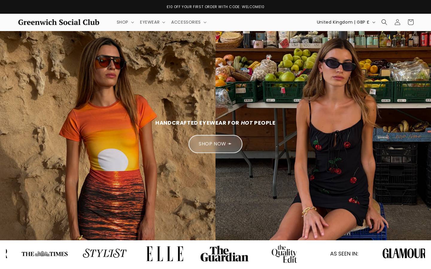 Greenwich Social Club homepage screenshot