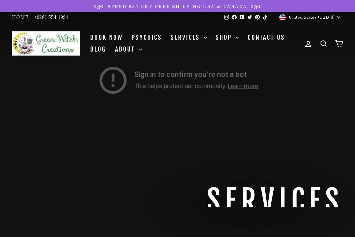 greenwitchcreations.com homepage screenshot