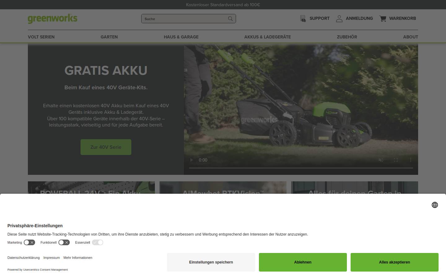 Greenworks homepage screenshot