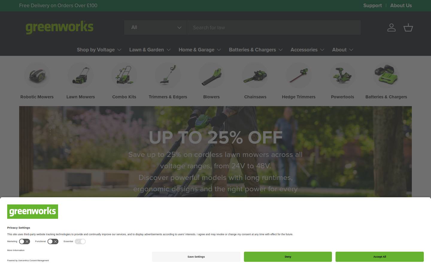 GreenworkstoolsUK  homepage screenshot