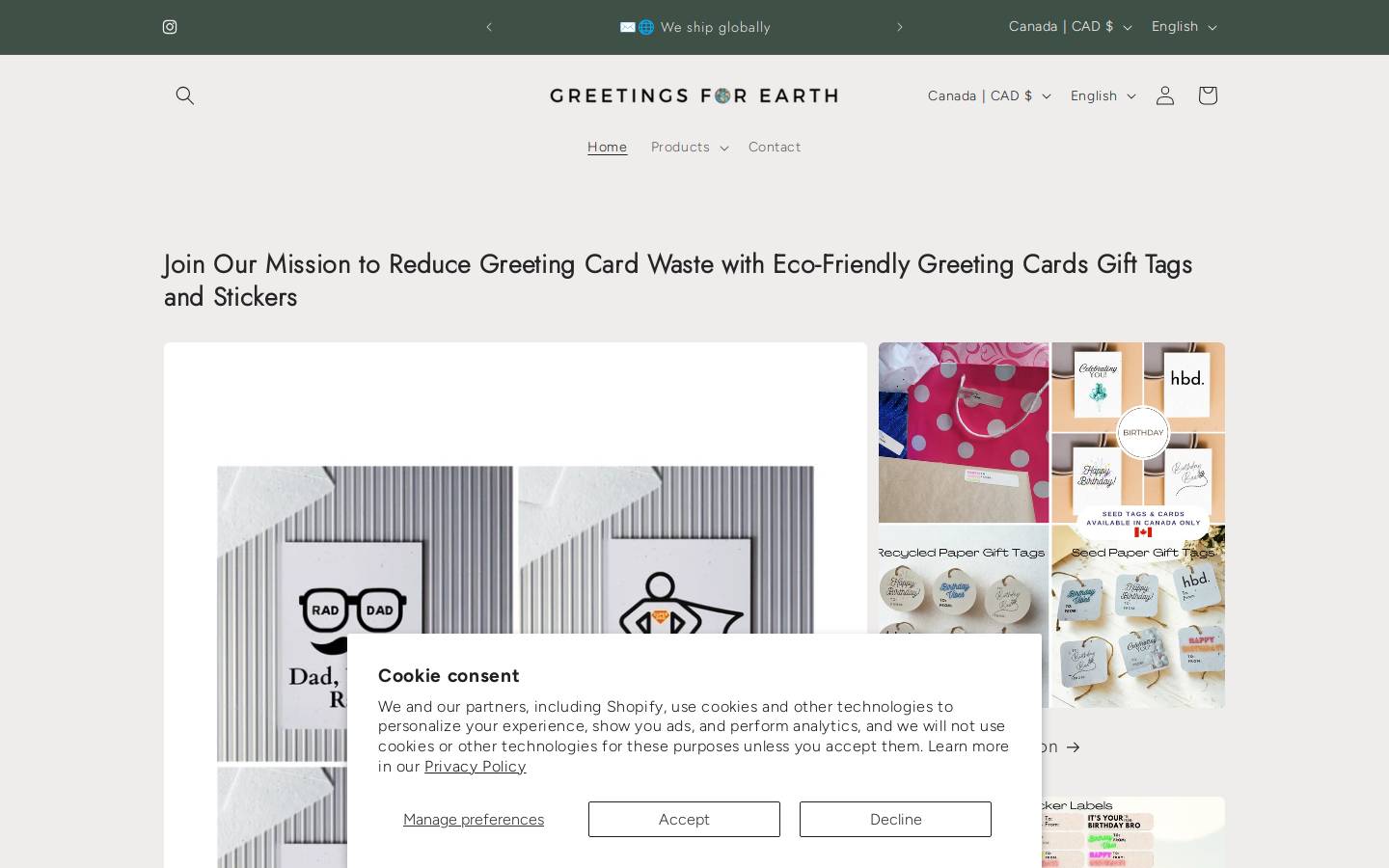 greetingsforearth.com homepage screenshot