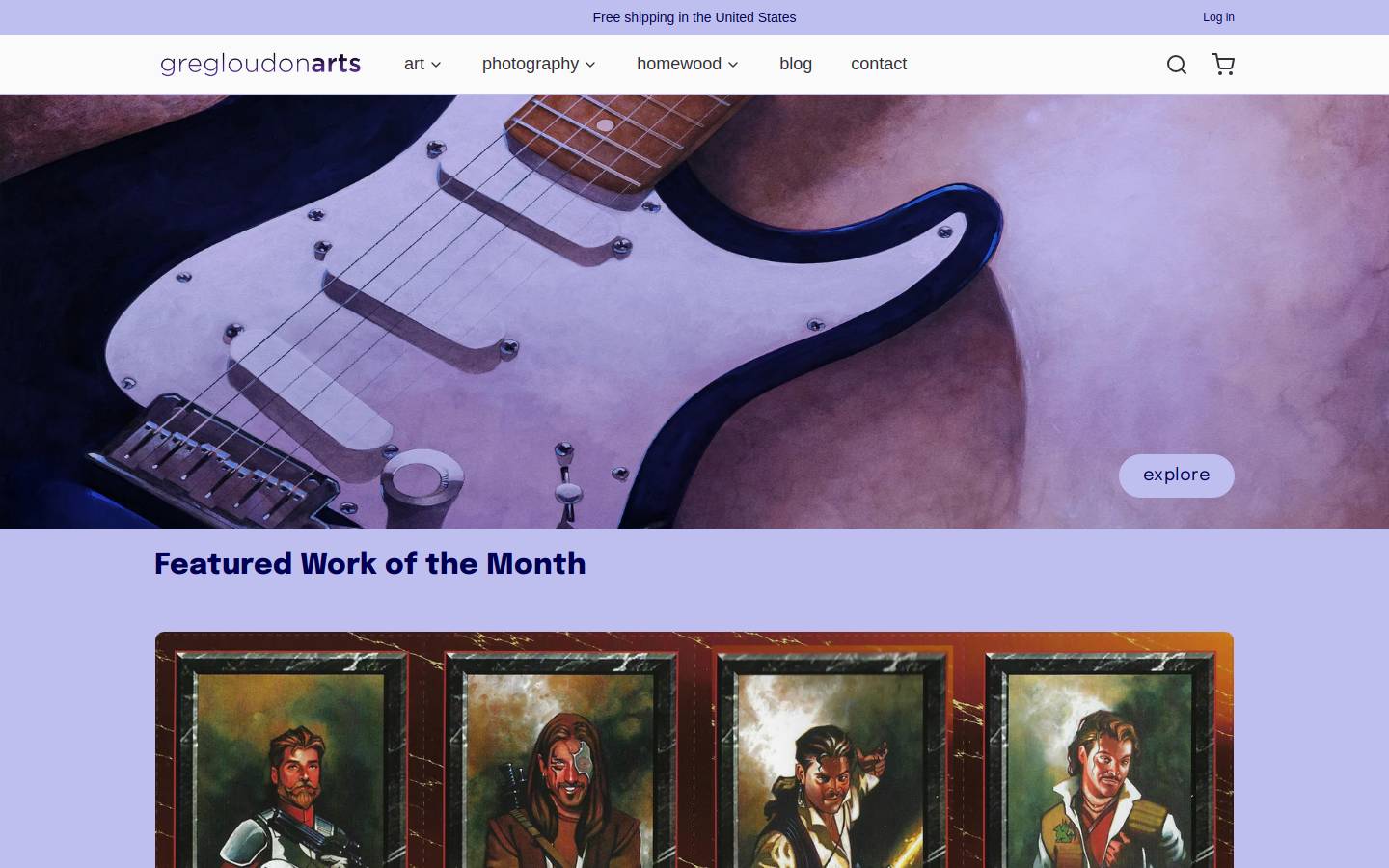 gregloudonarts.com homepage screenshot