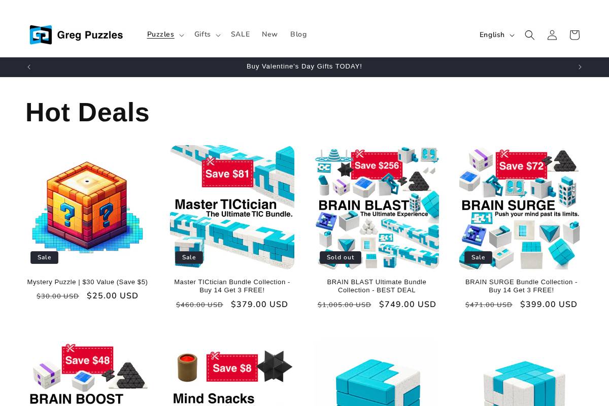 gregpuzzles.com homepage screenshot