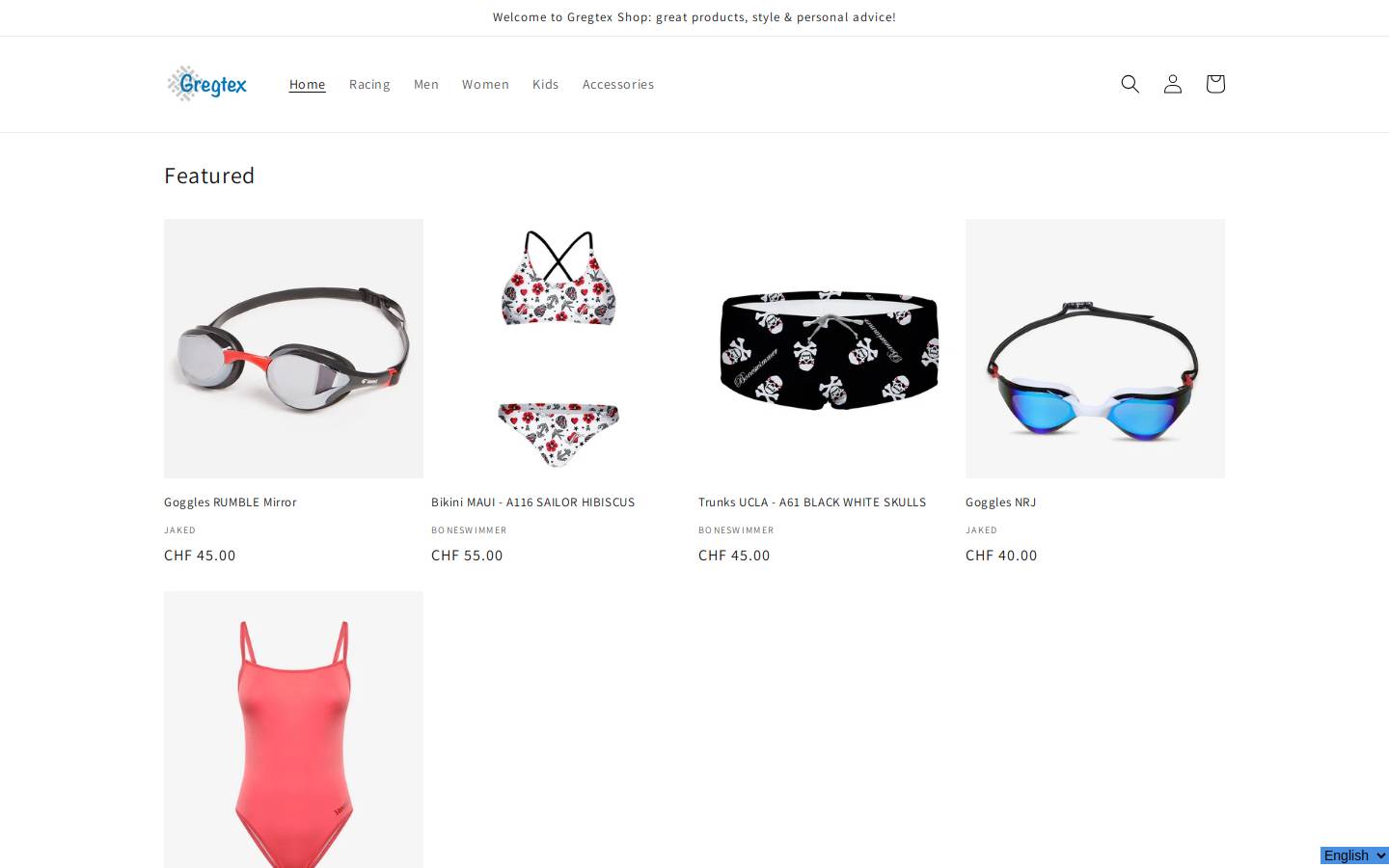 gregtex-shop.ch homepage screenshot
