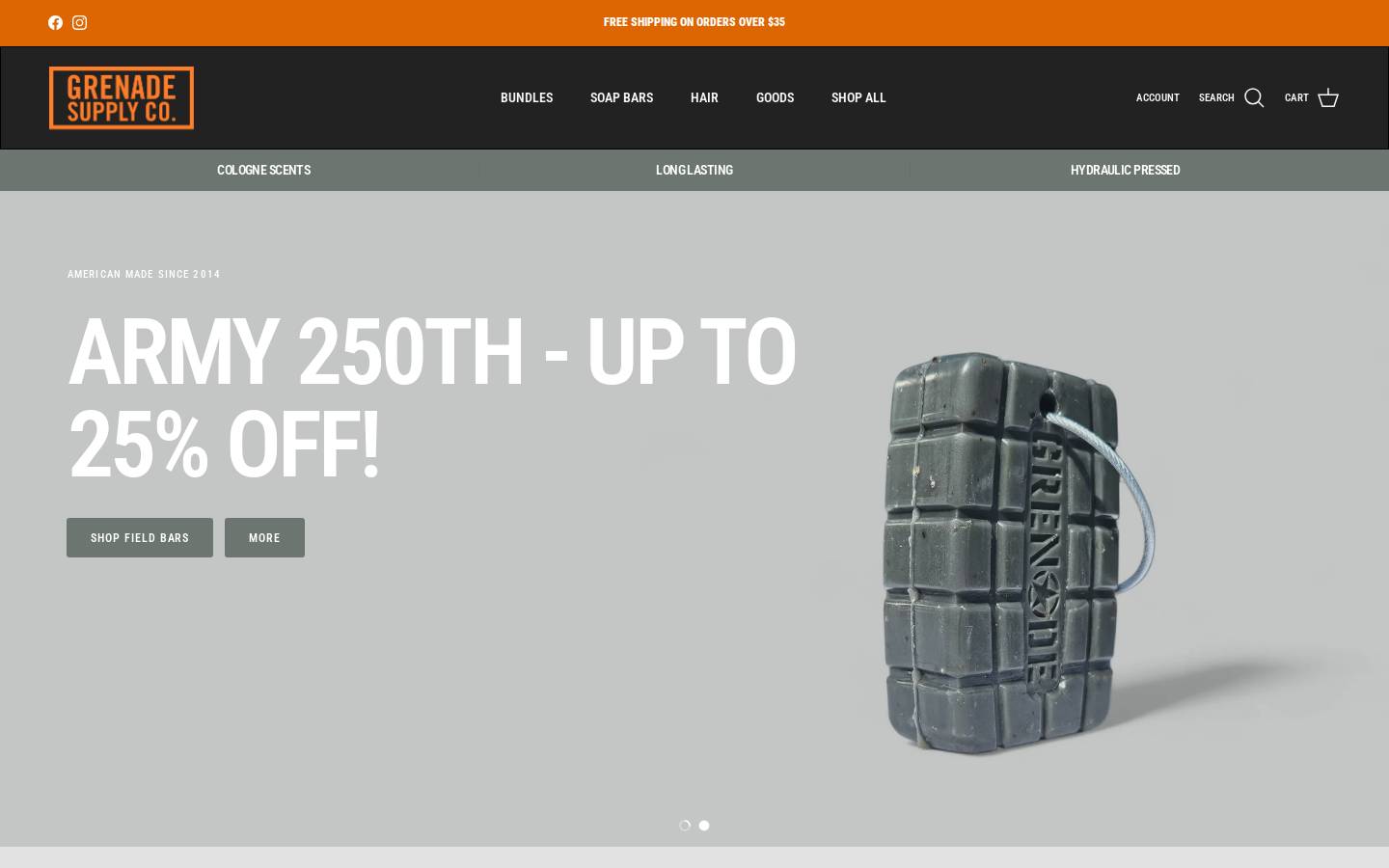 grenadesoapco.com homepage screenshot