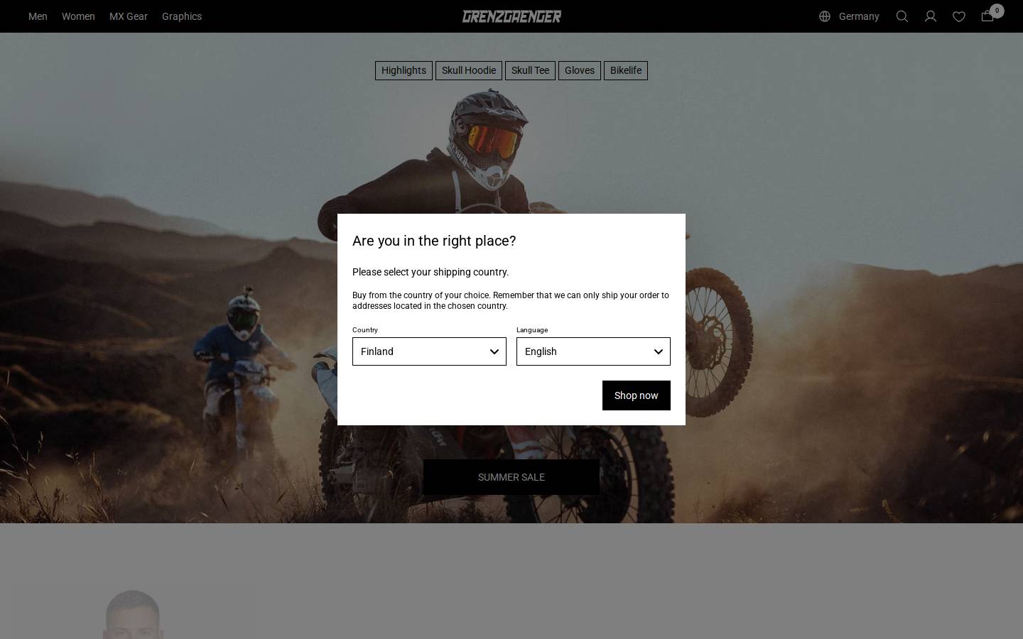 Grenzgaenger Shop homepage screenshot