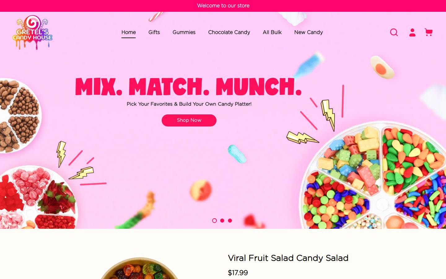 gretelscandy.com homepage screenshot
